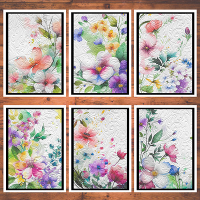 Pretty Watercolor Flowers Embossed DIY Handmade Card Kit with Envelopes