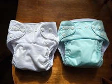Two 2 Alva Baby Adjustable Snap Cloth Diaper Covers With Inserts Washable