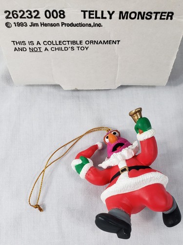 Vtg. Christmas on Sesame Street Grolier Telly Monster Ornament J Henson Orig Box - Picture 7 of 13