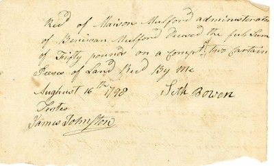 1798 Handwritten Estate Mulford Signed James Johnson Seth Bower Cumberland NJ
