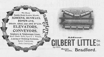 GILBERT LITTLE Bradford; Förderbänder - antike Technik Werbung 1909