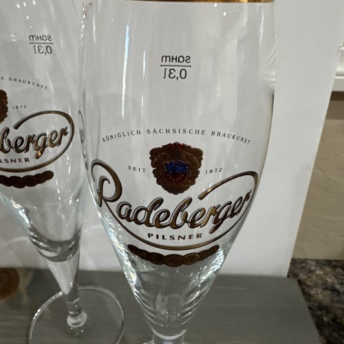 German Radeberger Pilsner 0.3 Liter Stem Rastal Glasses Gold Rim Set of 2 MINT - Picture 2 of 10