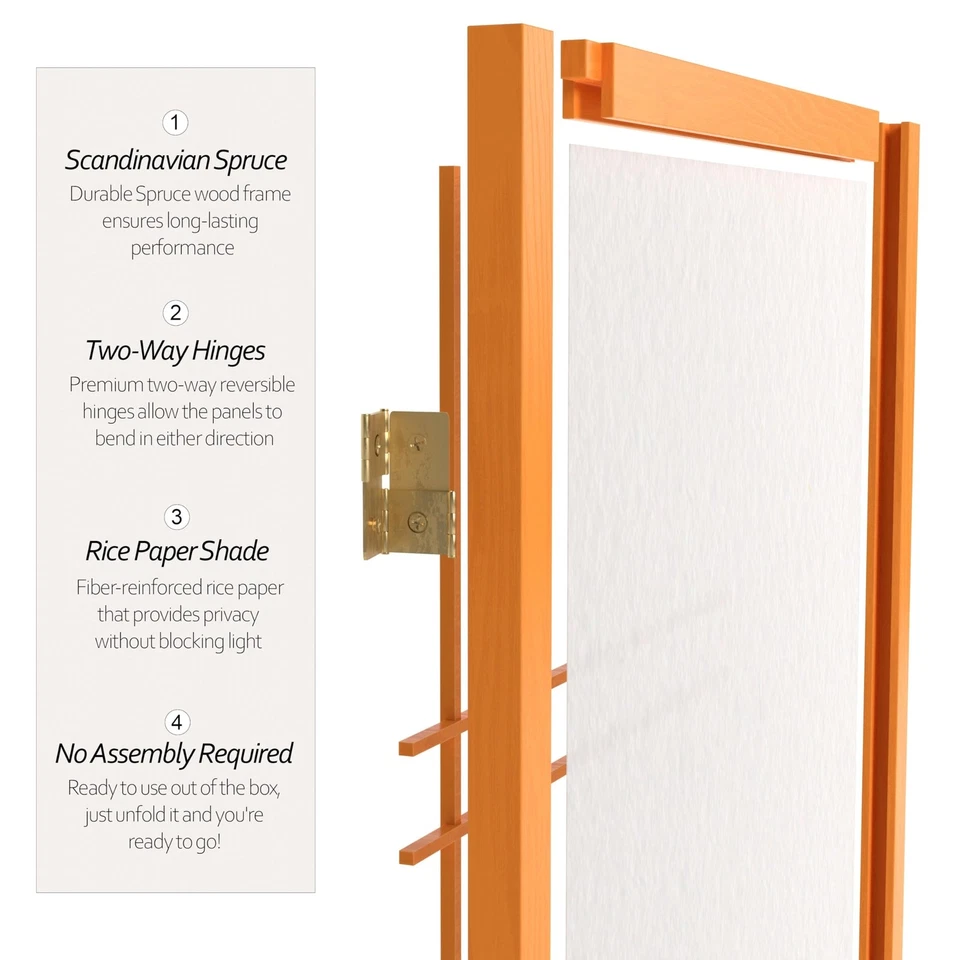 3 ft. Short Double Cross Shoji Screen - Honey - 6 Panels 6 Panel - Image 4 of 4