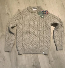 PEREGRINE mens 100% wool Pullover Sweater Size Small HUDSON ARAN SKIDDAW Jumper