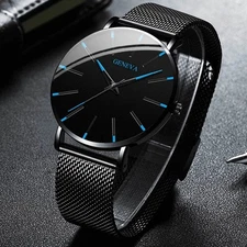 Fashion Ultra-thin Men Business Watches Steel Mesh Band Male's Quartz Watch Relo