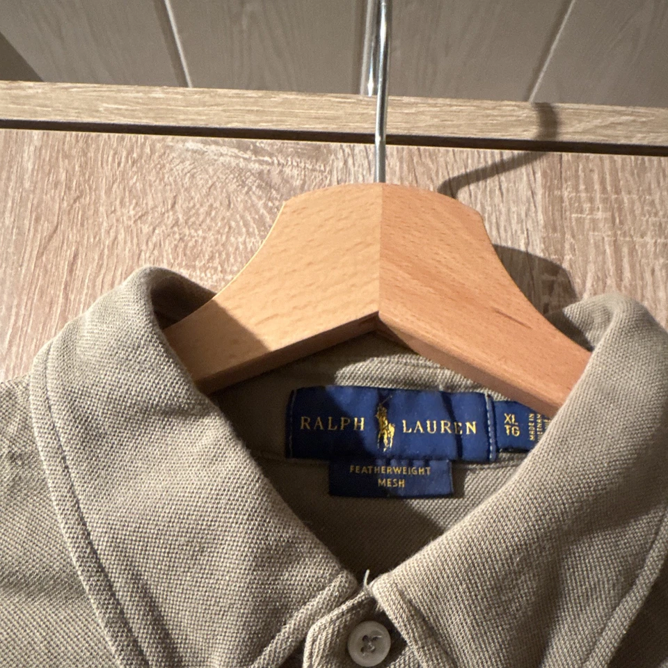 Ralph Lauren Featherweight Mesh Hemd oliv XL Langarm Button-Down - Bild 4 von 4