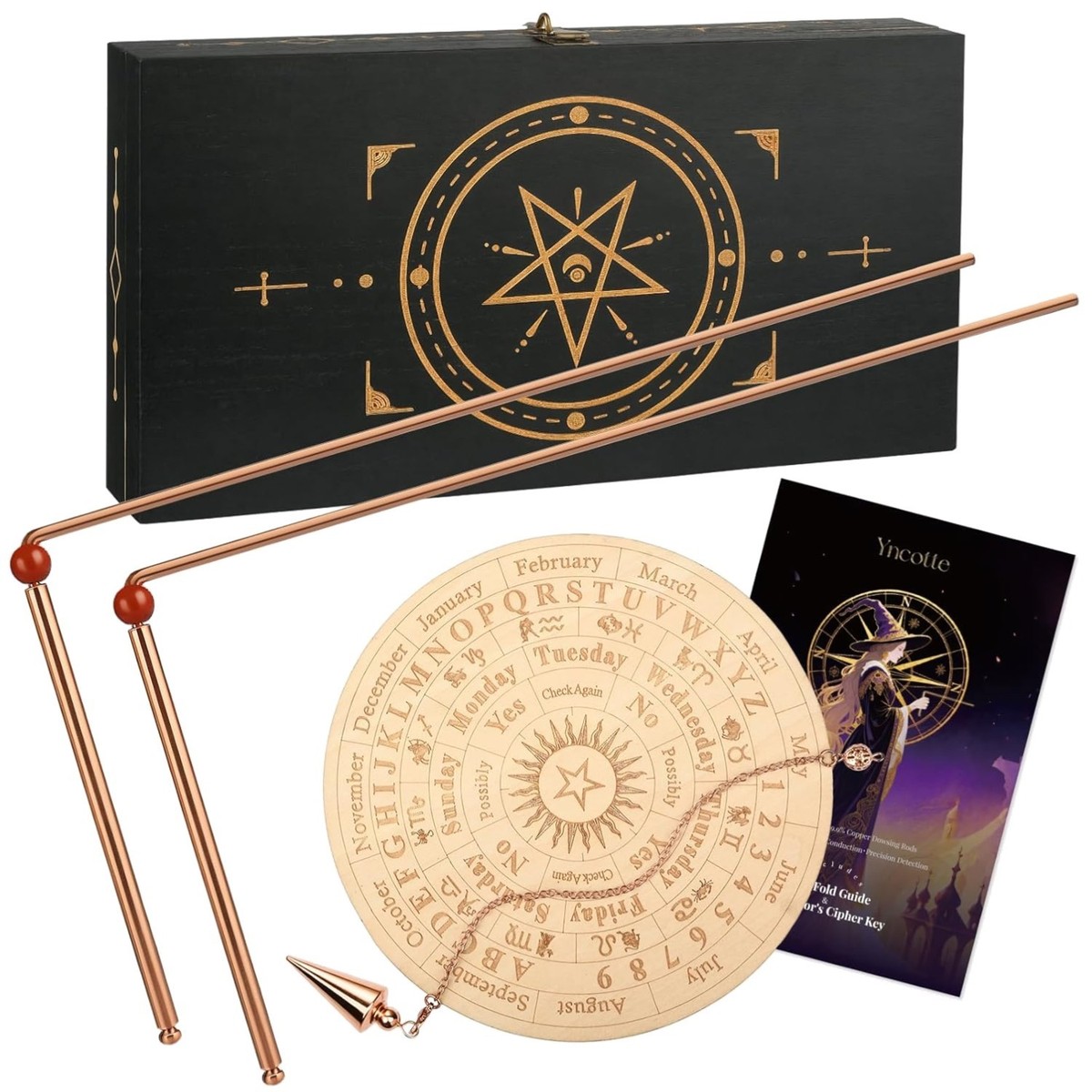 99.9% Copper Dowsing Rods & Pendulum Set – Spiritual Exploration