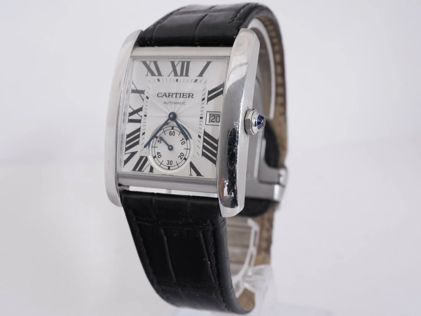 Cartier Tank MC W5330003 3589 Stainless Steel 23mm Silver Dial Automatic #WJW103
