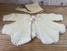 Vintage Handmade Doll Infant Crochet Sweater Hat Light Yellow