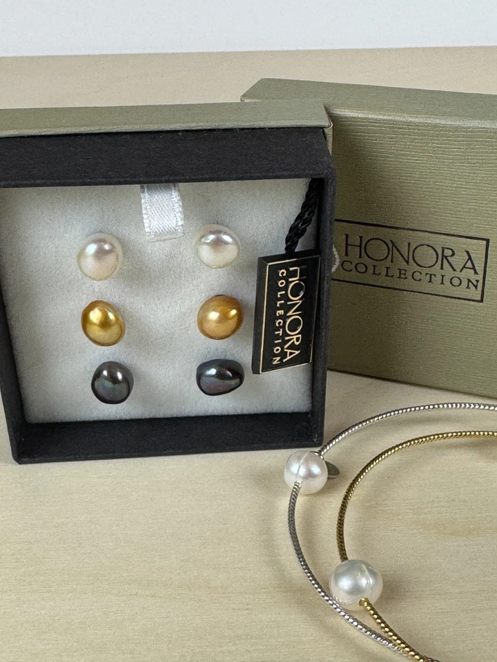 Juego de 3 pendientes de perlas QVC Honora con brazaletes BONUS (159) Foto 3 de 3