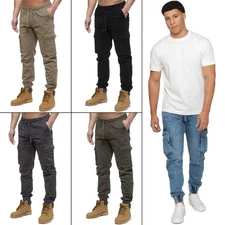 Enzo Jeans Mens Cargo Combat Joggers Casual Elasticated Work Pants