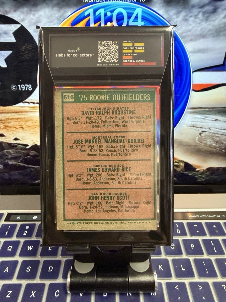 1975 Topps #616 Jim Rice Medias Rojas de Boston - Tarjeta de novato - Grado calificado Foto 2 de 2