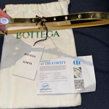 BOTTEGA VENETA Metallic Gold Leather Belt Triangle Buckle NWT Dust bag 500 70