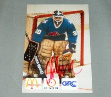 Official  NHL  Quebec Nordiques Clint Malarchuk  Signed Postcard