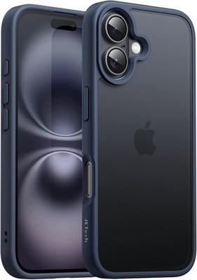 JETech Matt Hülle für iPhone 16 6,1 Zoll,Militärstandard FallSchutz (Sturmblau)