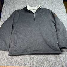 Orvis Sweater Mens XXL Sherpa Lined Pullover 1/4 Zip Pocket Hiking Camping Gray