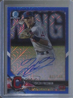2018 Bowman Chrome Prospect HTA Blue Mojo Refractor /150 Tyler Freeman Auto 4k8