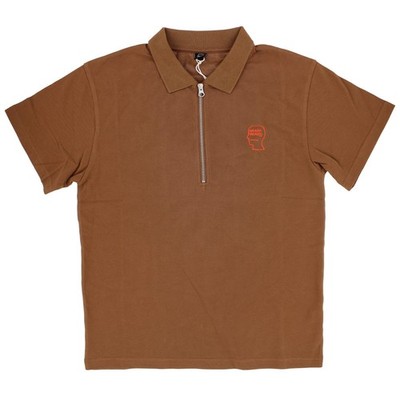 Brain Dead Men's Shirt, Dogma Half Zip Polo Short Sleeve Shirt