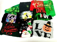 2X Christmas Halloween pumpkin Santa Claus witch graphic t shirts 10 Lot
