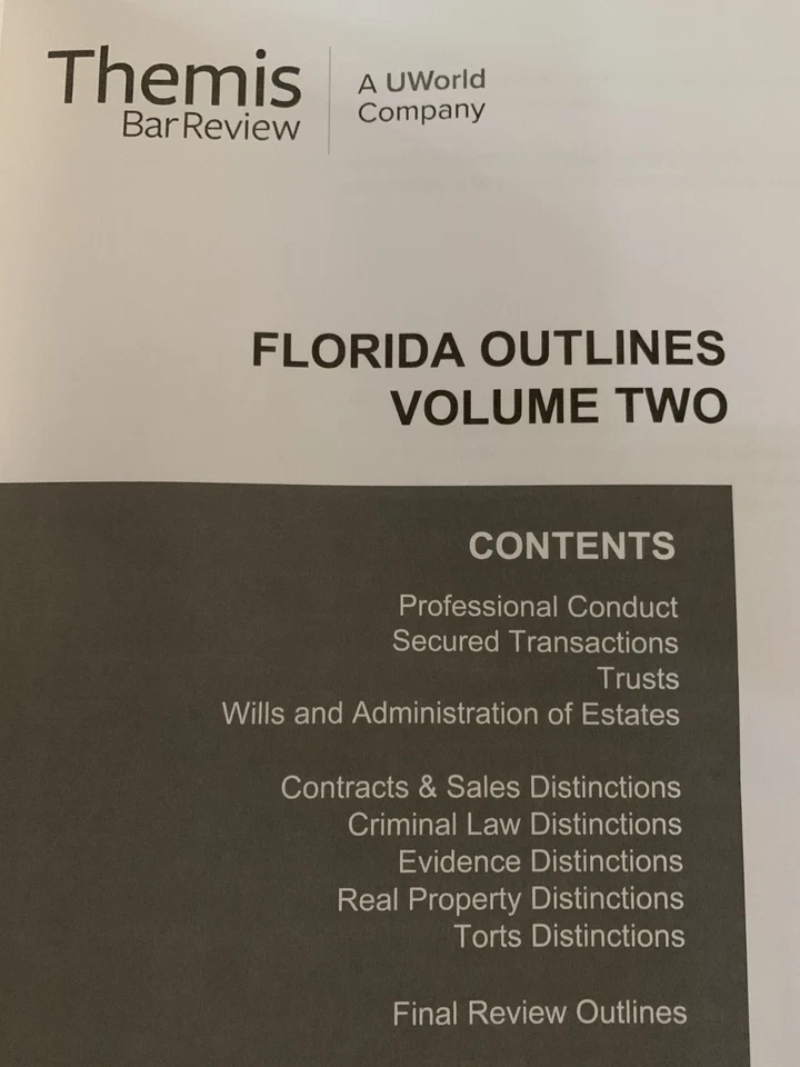 2025 2026 Themis FLORIDA OUTLINES SET of 2 Bar Exam Review Prep + BARBRI + FL + - Image 3 of 3