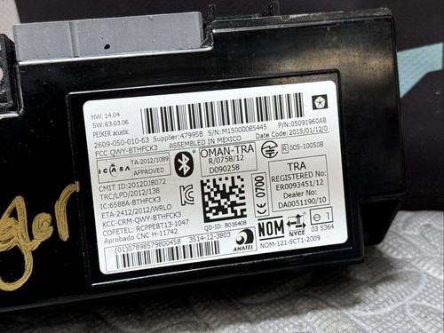 OEM 2010-2018 JEEP WRANGLER TELEMATICS BLUETOOTH CONTROL MODULE 05091960AB - Picture 2 of 7