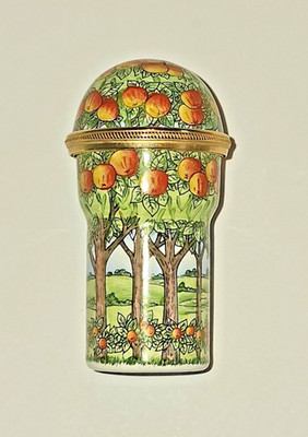 NEUPREIS! Staffordshire Emaille Krabbe Apfel Obstgarten Bonbonniere Box Weihnachten