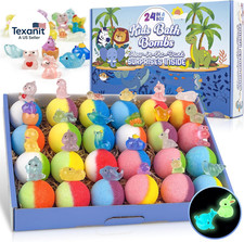 Bath Bombs for Kids, 24Pcs Bath Bombs with Glow in the Dark Surprise Inside, Nat