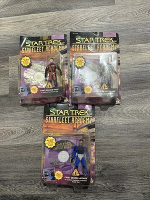 Menge 3 Star Trek Starfleet Academy Playmates Figuren MOC Picard Riker LaForge