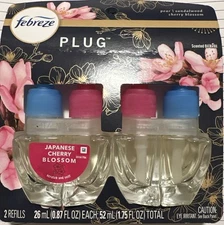 2pk  Febreze Plug in Air Freshener Scented Breeze JAPANESE CHERRY BLOSSOM New