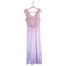 VINTAGE Cliche Pink Lace Maxi Nightgown Ballerina Fairy Cottagecore Size Large