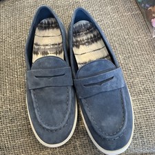 Cole Haan Grand 360 Classic Penny Loafers Women 7 Blue Suede Comfort Casual EUC