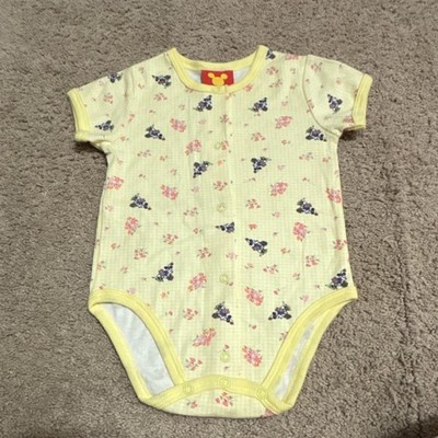 Disney Minnie Mouse baby 18M yellow floral one-piece bodysuit, embroidered