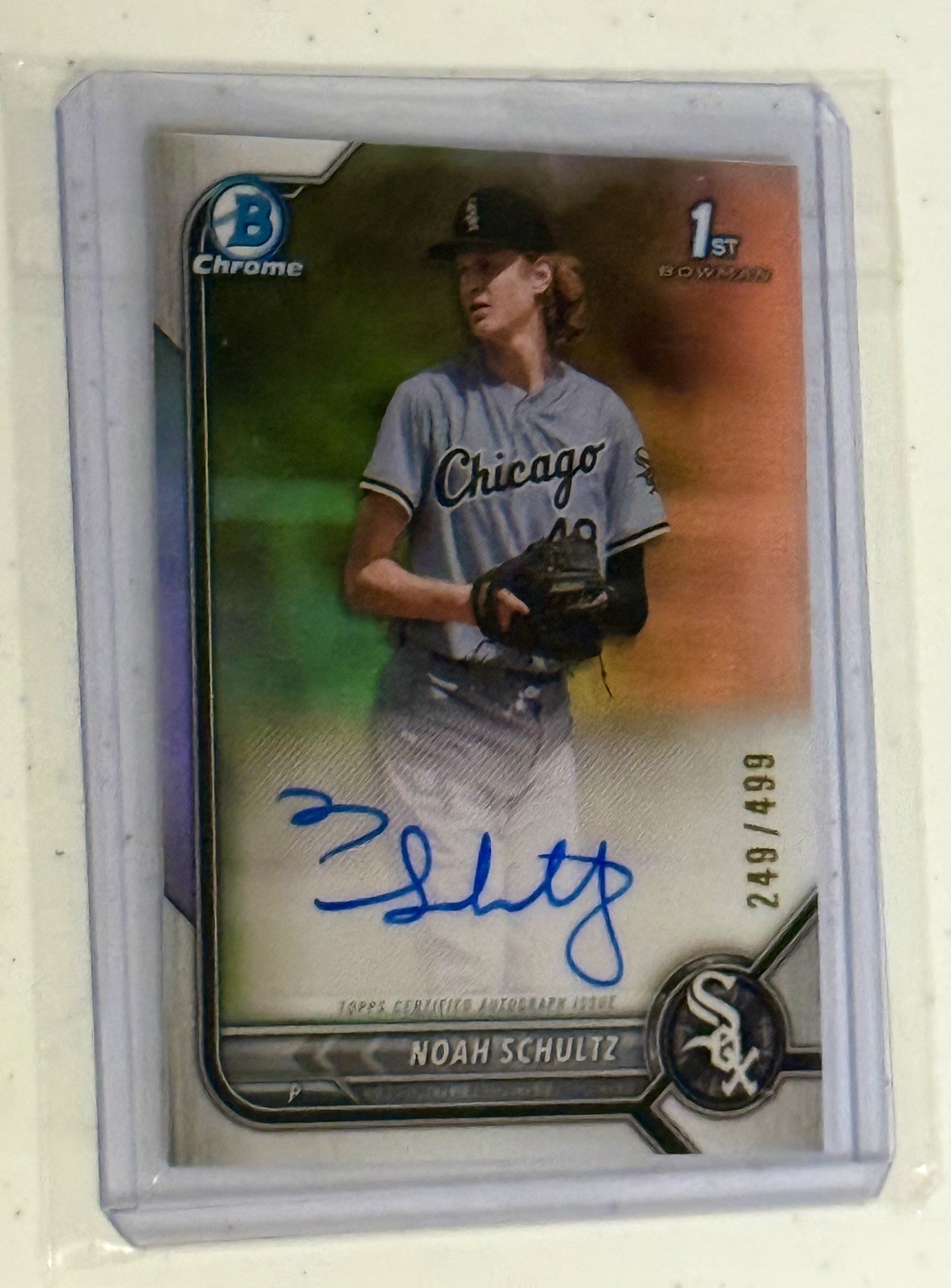 2022 Bowman Chrome Draft Noah Schultz Refractor Auto /499 CDA-NSZ