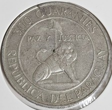 Paraguay STROESSNER  1968-1973; 300 Guaranies .720 Silver Coin Large 0.616oz ASW