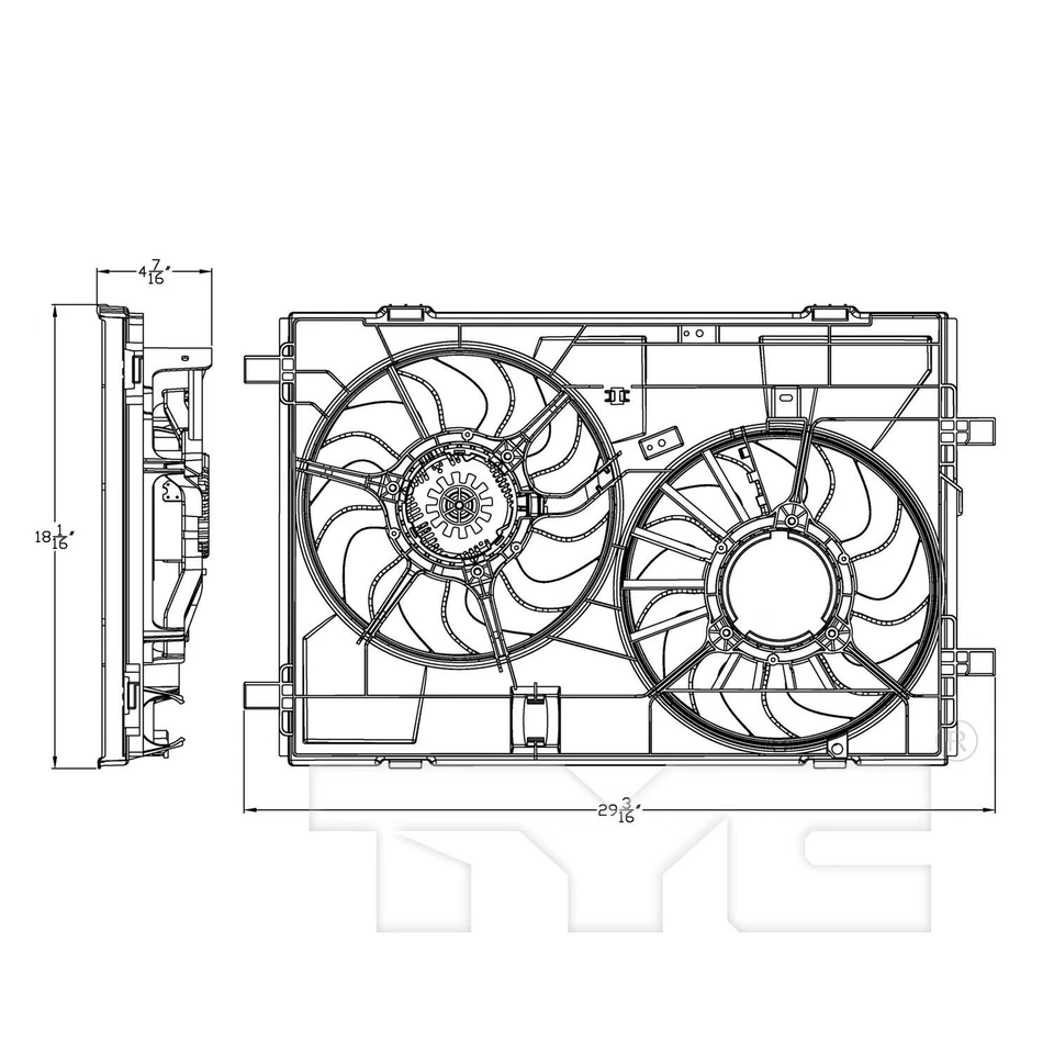 Conjunto de ventilador condensador y radiador doble TYC 623030 para Lincoln MKZ 07-09 Foto 4 de 4