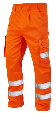 Leo Workwear CT01 Hi Vis Superior Rail Spec Polycotton Cargo Trousers