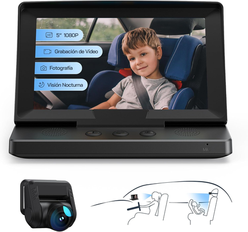 WOLFANG Espejo De Coche Para Bebé HD 1080P Espejo Retrovisor Para Coche De Bebé, - Imagen 10 de 12