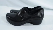 Dansko Shoes Womens Size 9 EU40 Black Leather Slip On Clog Loafer Buckle Comfort