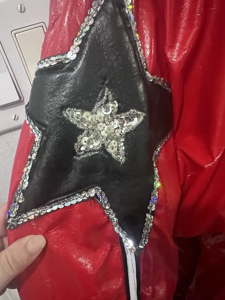 Parche correcciones chaqueta disfraz estilo Michael Jackson lentejuelas rojas vintage Foto 4 de 4