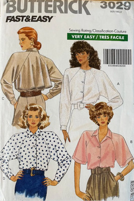 1988 Misses Batwing Blouse Top Sewing Pattern U-Pick Sz 12-22 Butterick 3029 OOP