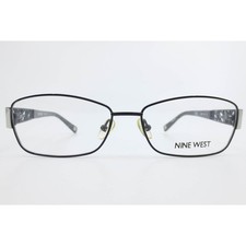 Nine West NW1025 001 Black Rectangular Eyeglass Frames Zebra Temple 53-15-135