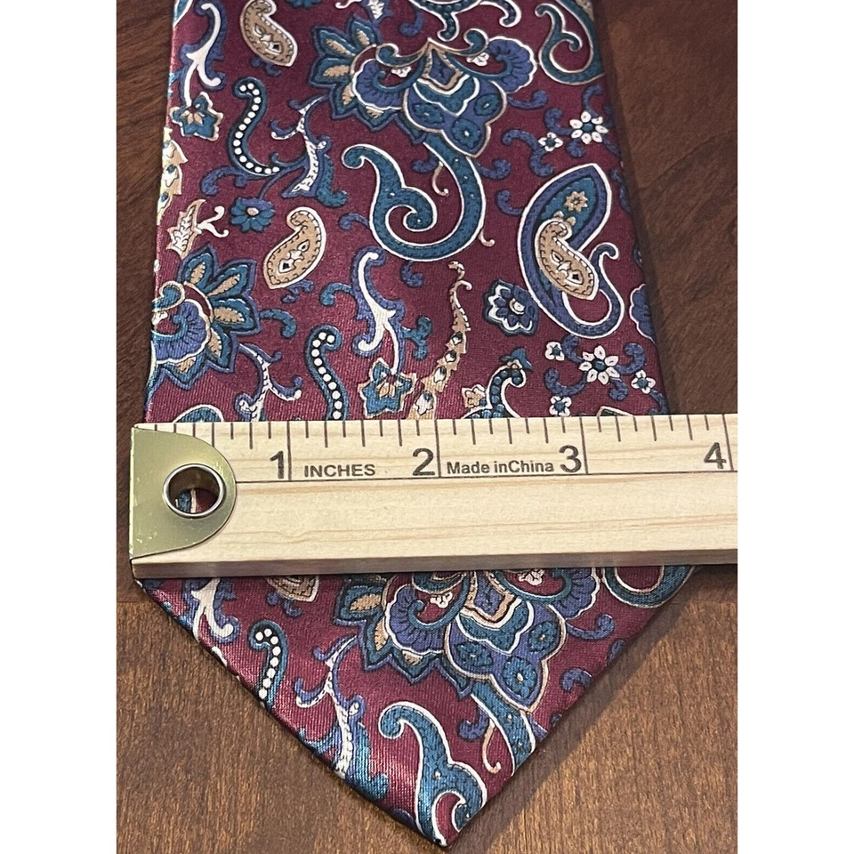 Галстук мужской Buckingham бордовый зеленый 90% полиэстер шелк сделано в США - Изображение 4 из 4