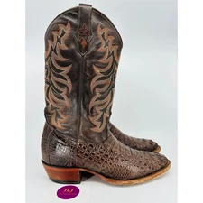 Tony Lama Royal Hornback Caiman Alligator Western Boots Brown Men's Size 9.5 D