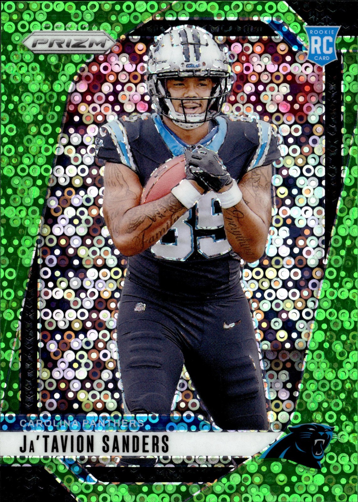 2024 Panini Prizm Ja'Tavion Sanders Rookie #343 Green No Huddle Prizm /10