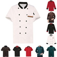 Double Row Collar Chef Jacket Kitchen Clothes Man Women Uniform 165 185cm