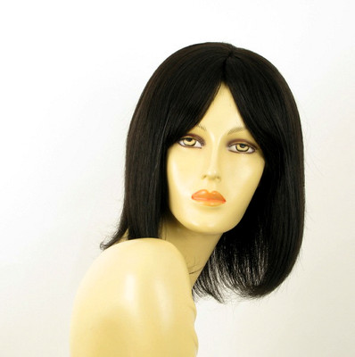 Perruque Femme 100% Cheveux Naturels Noirs - Modèle JACKIE 1b, Longueur 40 Cm, Style Libre