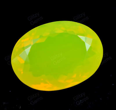 Opale Jaune Fluo Naturelle 37.85 Carats - Ovale, Certifiée Non Traitée, Rare
