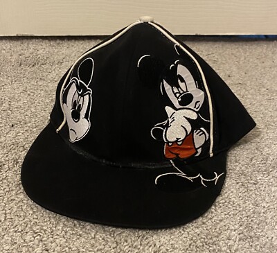 Mickey Mouse Hat Faces Walt Disney World Embroidered Black