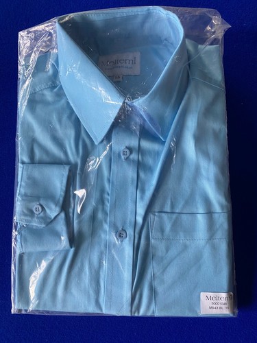 NEW Male Long Sleeve Shirt - Plain Light Blue Work Office wear Meltemi 15 - Picture 5 of 5
