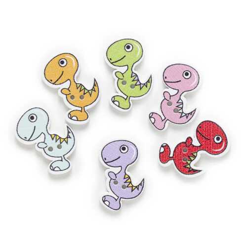 30pcs Dinosaur Series Wood Buttons for Sewing Scrapbooking Handmade Crafts Decor - Picture 6 of 9